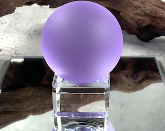 Lavender sea glass ball, frosted glass orb, tumbled glass accents for table trays, large marble, coastal decor accents, sea glass lover gift