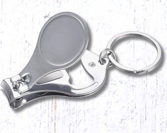 Blank nail clipper cabochon tray, 5 pcs, pop-off bottle opener bezel, 25.5mm cabochon setting, DIY gifts, w/ or w/o cabs (B0089)