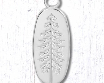 Pine tree charm, 2 pcs, 23.5x9.5mm stamped stainless pendant with evergreen fir tree, minimalist charms for jewelry and woodland designs