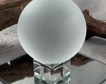 White sea glass ball, frosted glass orb, tumbled glass accents for table trays, large marbles, coastal decor accents, sea glass lover gift