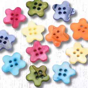 10 pcs freshwater shell flower buttons, 5 petal flower shape, 13mm 4-hole for button art, sewing, card embellishments (C0107)