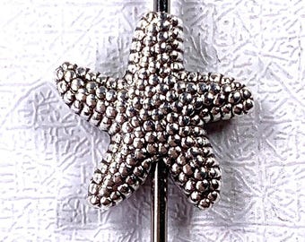 Metal starfish spacer beads for bracelets, 20 pcs, ocean theme starfish shaped alloy beads for jewelry, antique silver 13x13 mm, 1.7mm hole
