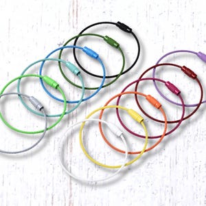 Beadable cable for DIY tumbler cup charms, set of 10, 15.5cm steel cable wire keychain with twist open ends, wire rings (D0165)