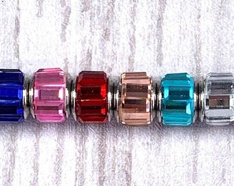 Large hole glass beads, assorted mix faceted glass with metal core for DIY fairy wand or garden stake, European glass beads, set of 20