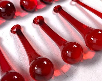 Red glass drop ornaments, 50mm teardrop pendant for raindrop earrings, water droplet jewelry, chandeliers (J0277)