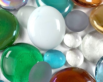 20 glass gems random assorted mix, glass globs for mosaics, stained glass, garden stones, mix of sizes and colors, CLOSEOUT (E0180)