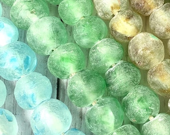 Jumbo African recycled glass beads, coffee table glass beads, extra-large chunky beads, 22-23mm, 26 pcs (C0140/0144)