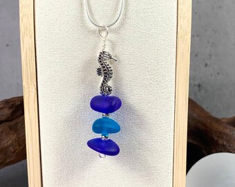 Sea horse seaglass necklace, recycled glass jewelry, beach wedding accessories, bridesmaid gift, simplistic necklace everyday gifts under 30