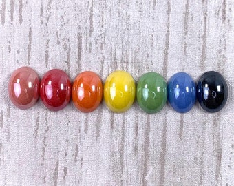 100 pcs porcelain glass oval cabochons for mosaics, opaque pearlized glass ovals, flat back cabochon for jewelry, glass accents 13x9.5x4.5mm