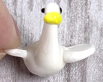 Glass goose lampwork beads, 5 pcs white geese beads for jewelry making, lampwork animal beads, unique beads for crafts (A0035)