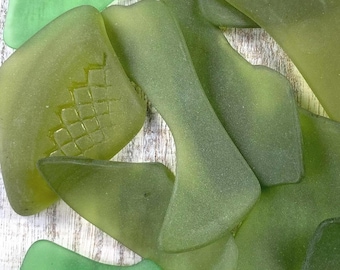 10 pieces machine tumbled sea glass for crafts, 1.5 - 2" irregular curved shapes, recycled frosted glass for jewelry, sea glass art, mosaics