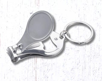 Blank nail clipper cabochon tray, 5 pcs, pop-off bottle opener bezel, 25.5mm cabochon setting, DIY gifts, w/ or w/o cabs (B0089)