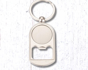 Bottle opener keychain cabochon tray, set of 4 metal pop-off bottle opener bezels, 25mm cabochon setting, DIY groomsmen gifts (B0099)