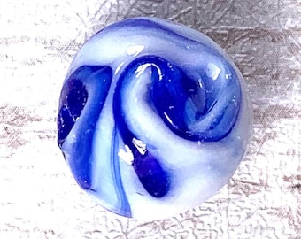 Blue and white round beads, 10 pc lampwork glass necklace making supplies, lampwork beads for jewelry, swirl beads for crafting (A0033)