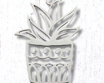 Set of 10 stainless steel potted plant charms for jewelry making, 31x22mm pendant, cute plant charms for resin work, keychains, and earrings