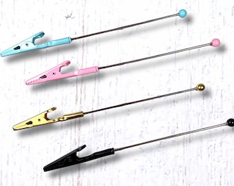 Set of 5 beadable blank bracelet helpers, DIY beaded card clip, beadable blanks for handmade gifts, make your own card clips (D0170)