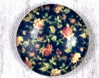 Floral printed glass cabochons for jewelry, 20 pcs, 18mm round flower print flat back cabochons for earrings, pretty glass accents