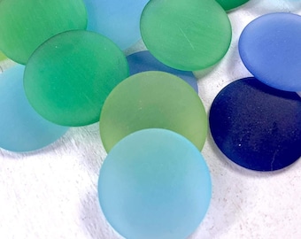10 sea glass cabochons for crafts, 8/10/12/16/20mm frosted flat back undrilled cabs, cultured sea glass for jewelry (B0082/0083)