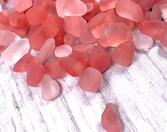 Pink and white sea glass stones for sea glass art, rosy pink tumbled glass pebbles, matte glass gravel, for crafting, approx 4 oz/112 g