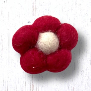 Wool needle felted flowers, 2 pcs, ~1.3"/35mm, 3D flower appliques, felt daisies for DIY barrettes, hats, vent clips, garland, brooches