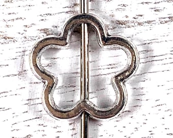 Alloy bead frames, flower shaped silver bead frames fit 6-7mm beads, floral beads with 1.5mm hole, unique jewelry findings, 14mm, 20 pcs