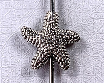 Metal starfish spacer beads for bracelets, ocean theme starfish shaped alloy beads for jewelry, antique silver 13x13 mm, 1.7mm hole, 20 pcs