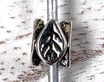 Metal leaf spacer beads, tiny antique silver 4-sided leaf beads for jewelry, nature-inspired nesting spacer beads, 7x5mm, 2.5mm hole, 20 pcs