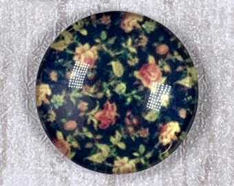 Floral printed glass cabochons for jewelry, 18mm round flower print flat back cabochons for earrings, pretty glass accents for crafts, 20 pc