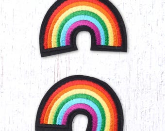 Rainbow patch, 2 pcs, 42x60mm/1.6x2.3" iron-on embroidered appliques, embellishments for clothing