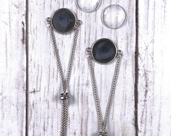 2 bracelet blanks for jewelry making, DIY slider style bracelet making kit with glass cabochons, 20mm cabochon tray bracelet base settings