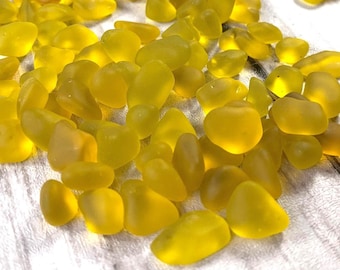 Yellow sea glass stones for sea glass art, tumbled glass pebbles for vase filler, matte glass rocks, glass for crafting, approx. 4oz / 112g