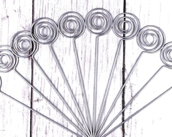 Set of 10 metal stakes, 5" beadable blanks for potted plant decor, DIY memo or photo holder, table number holders, DIY gifts (M0323)