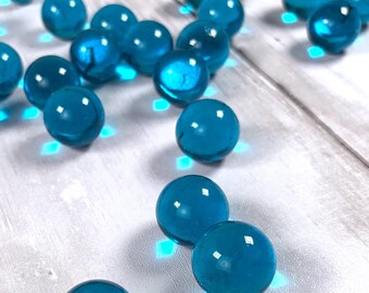 Aqua 15 mm marbles, 1/2 inch transparent undrilled glass beads, marbles for games, marble shooters, glass balls for jewelry making, 1 pound