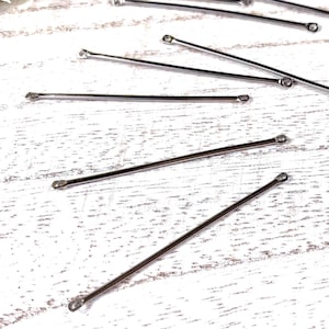 20 beadable linking bars, 40mm connector charm bars for bracelets, eye pin pendant bar, uses beads with 2mm+ hole, beading supplies (L0312)