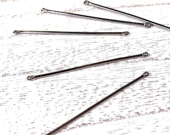 20 beadable linking bars, 40mm connector charm bars for bracelets, eye pin pendant bar, uses beads with 2mm+ hole, beading supplies (L0312)