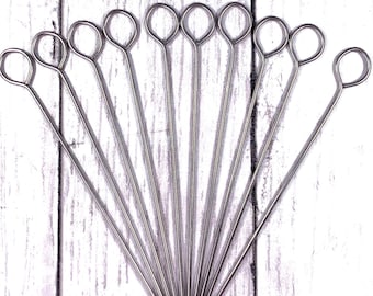 Set of 10 metal skewer pins, 5.8" beadable blanks for DIY cake testers, cookie frosting scribe, pokey vinyl weeding tool, gifts for bakers