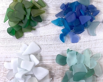 Tumbled sea glass for crafts, various irregular shapes, mixed size, 50g / 1.75 oz recycled frosted glass for sea glass art, jewelry, mosaics