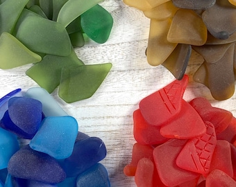 20 pieces machine tumbled sea glass for sea glass art, .75 - 1" irregular curved shapes, recycled frosted glass for jewelry, mosaics (F0216)