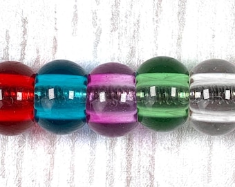Large hole glass beads, fairy wand garden stake beads, 48-50 European glass beads no metal core, transparent clear or assorted colors