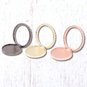 Cell phone ring grip, customizable blank for crafts, adhesive alloy cell phone stand, cabochon bezel tray for resin crafts (B0084)