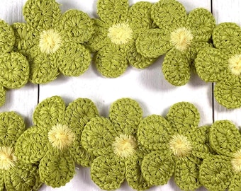 10 woven flower appliques for crafts, 50mm/2 in. polyester sew-on daisy embellishments for clothing, cards, junk journals, multiple colors