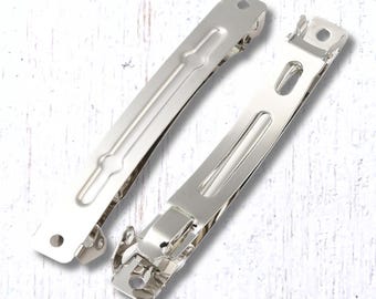 Set of 5 barrette blanks, snap on French clip findings, DIY hair bow, cabochon blanks, 83mm x 14mm, clips for DIY hair accessory crafts