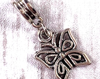 Dangle charms for bracelet, butterfly charm for DIY garden stakes, large hole butterfly beads, fairy garden stake craft supply, set of 5