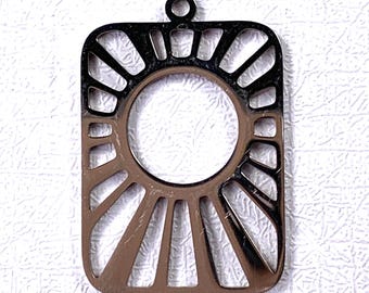 Set of 10 stainless steel charms for jewelry making, 27x18mm sunburst rectangle pendant, sun charms for resin work, keychains, and earrings