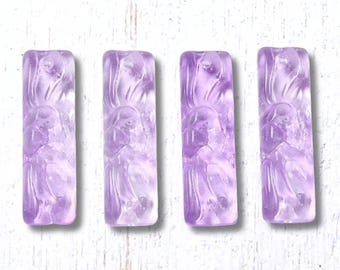 Glass jewelry connector charms, 20 pcs, 30x8.5mm embossed glass connectors, pendant with color wash, 2-hole charms for earrings