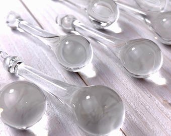 Clear glass teardrop ornaments, 50mm pendant for raindrop earrings, water droplet jewelry, chandeliers (J0278)
