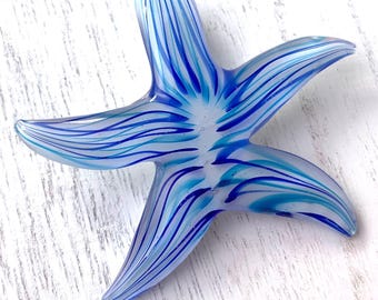 3 glass starfish pendants for necklaces, 52x50mm lampwork charms for jewelry, car charms, bag charms, beachy ocean themed crafts (A0029)