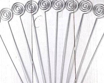 Set of 10 metal stakes for centerpiece pick, 13" beadable blanks for potted plant trellis, DIY memo, photo, table number, name card holders