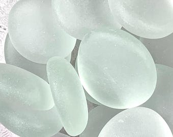 Large 24mm white frosted sea glass gems, seaglass style glass for crafting, tumbled glass vase filler, coastal beachy home decor, 15 pcs