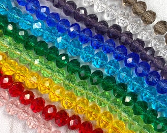 Faceted glass bead set of 10 colors, small sparkly beads for jewelry, fun beads for suncatchers, rondelle spacer beads, 5mm set of 800 beads